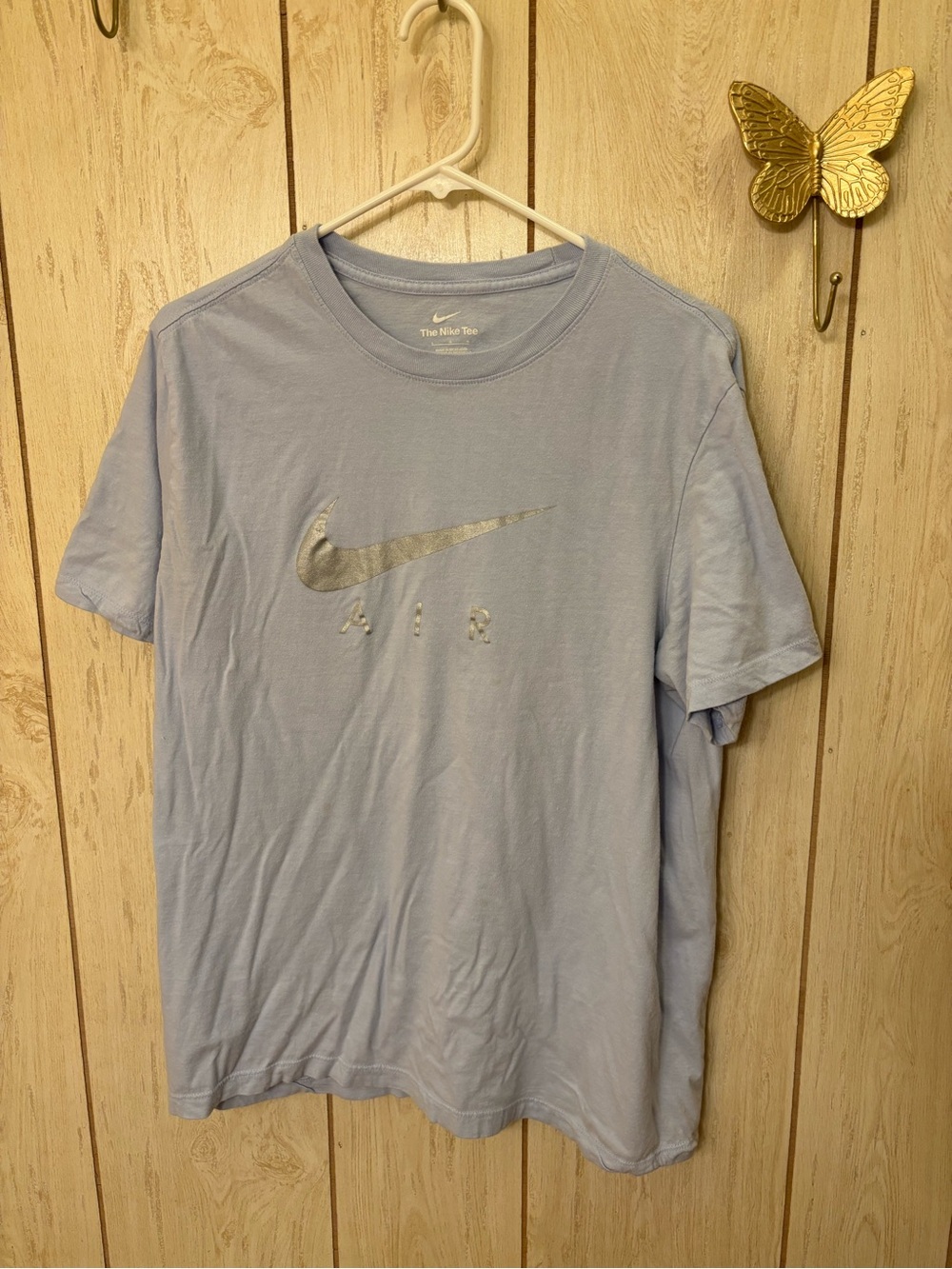 Nike Men’s Light Blue Short Sleeve T-Shirt with Silver Swoosh 'Air'